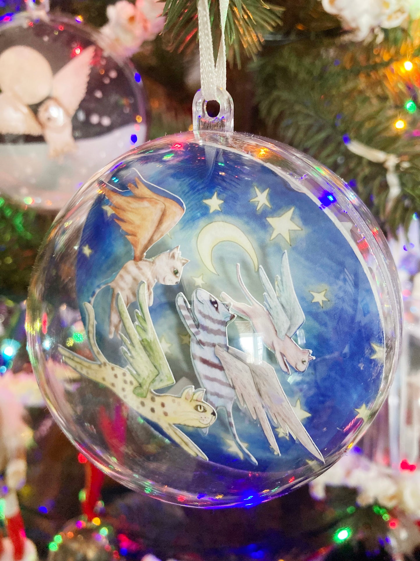 Flying Cats Ball Ornament