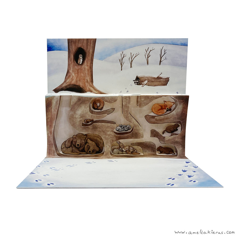 Hibernating Animals Holiday 3D Pop Up Card