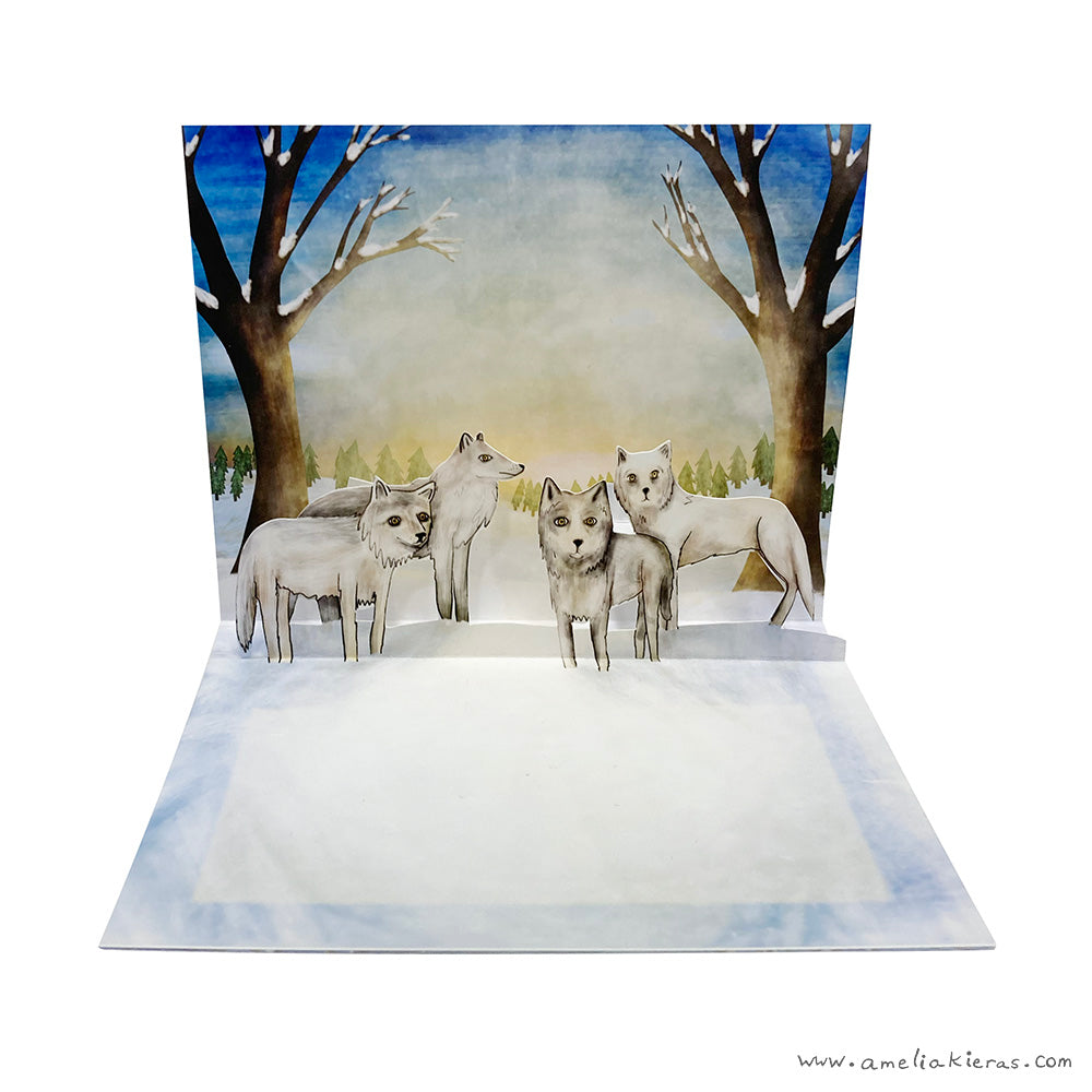 Winter Wolves Holiday 3D Pop Up Card