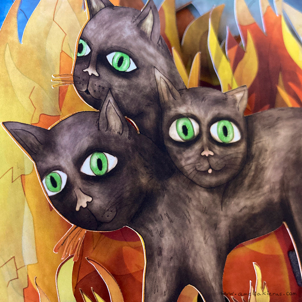 Cerberus Cat - Limited Edition Shadow Box Wall Art