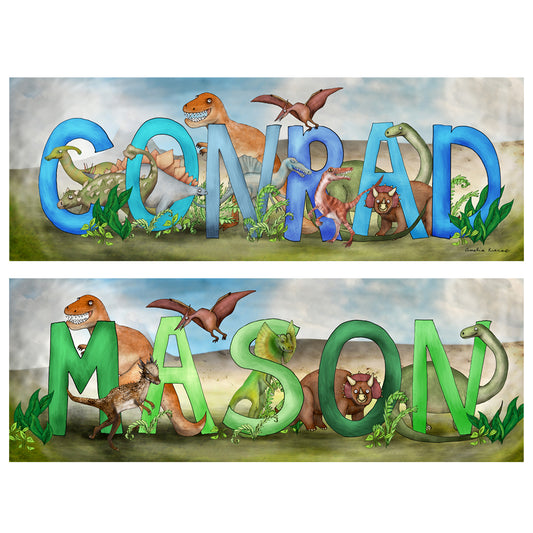 Personalized Child Name Sign - Dinosaur Theme