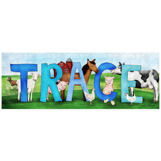 Personalized Child Name Sign - Farm Animal Theme
