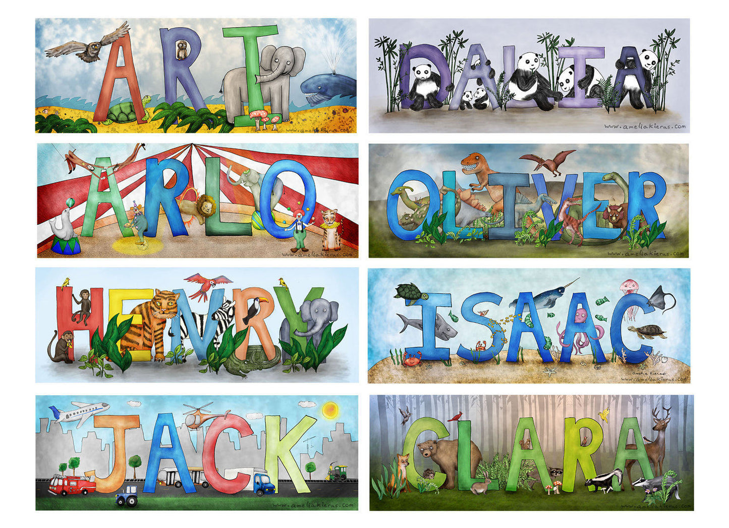 Personalized Child Name Sign - Jungle Animal Theme