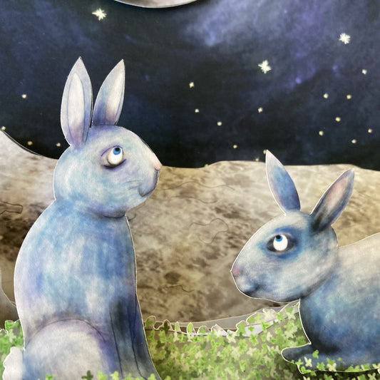 Moon Bunnies - Limited Edition Cut Paper Wall Art