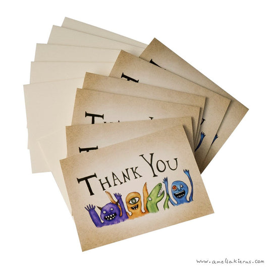 Monster Party Thank You Card Set