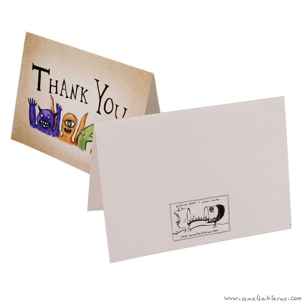Monster Party Thank You Card Set
