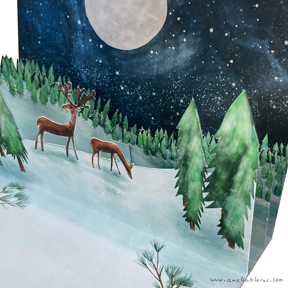 Winter Night Holiday 3D Pop Up Card