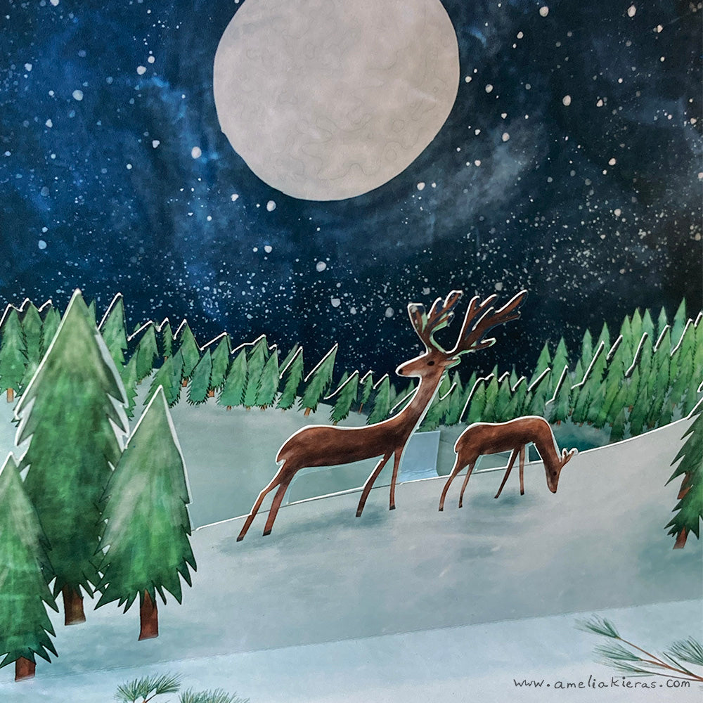 Winter Night Holiday 3D Pop Up Card