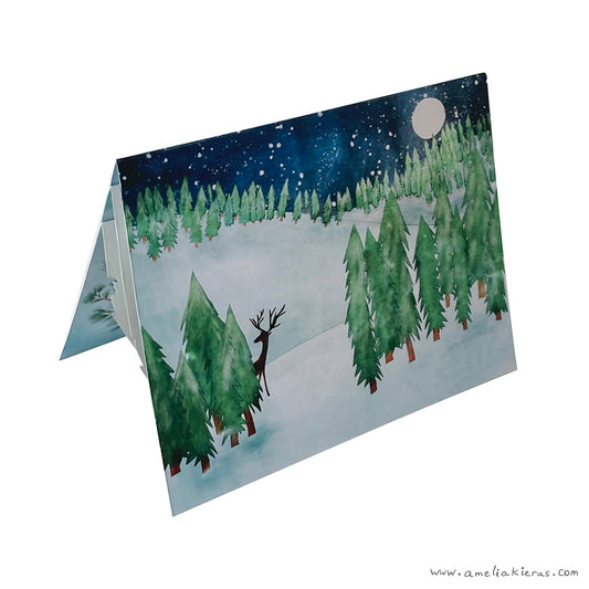 Winter Night Holiday 3D Pop Up Card