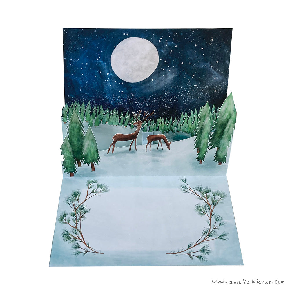 Winter Night Holiday 3D Pop Up Card