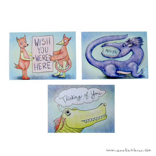 Miss You Monster Greeting Card Set
