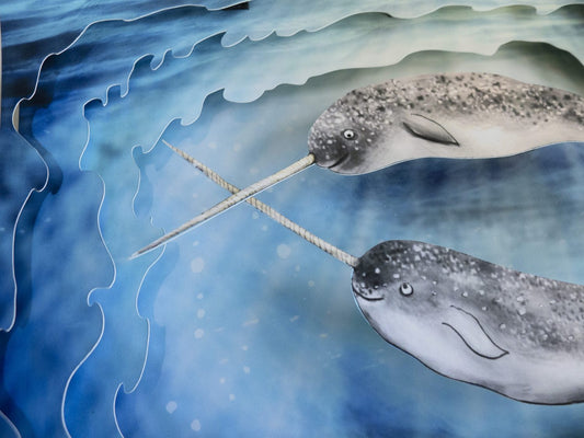 Narwhal Pair - Limited Edition Cut Paper Wall Art