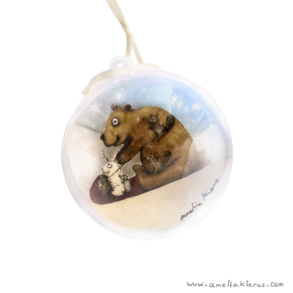 Forest Friends Sledding Ball Ornament