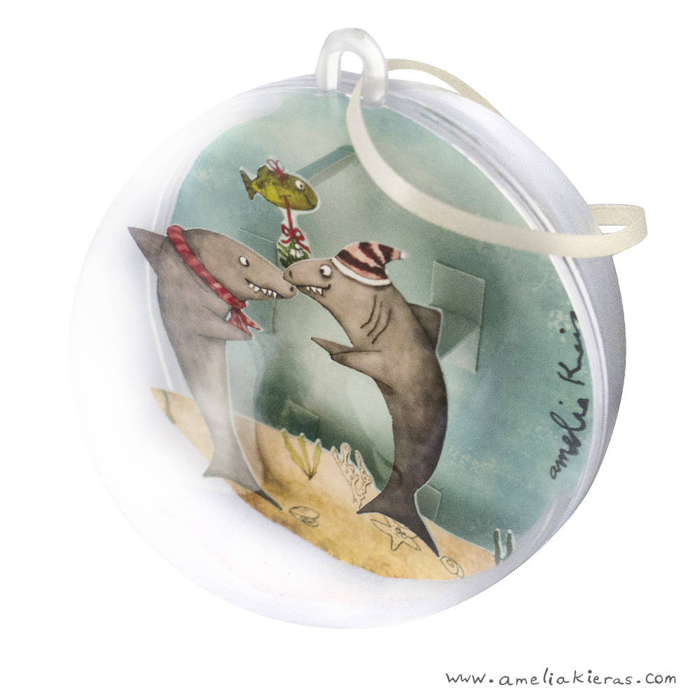 Shark Mistletoe Plastic Ball Christmas Ornament
