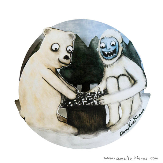 Yeti Polar Bear Chess Game Ball Ornament