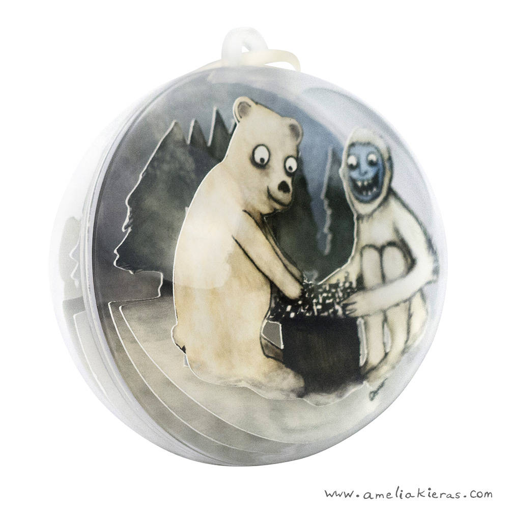 Yeti Polar Bear Chess Game Ball Ornament