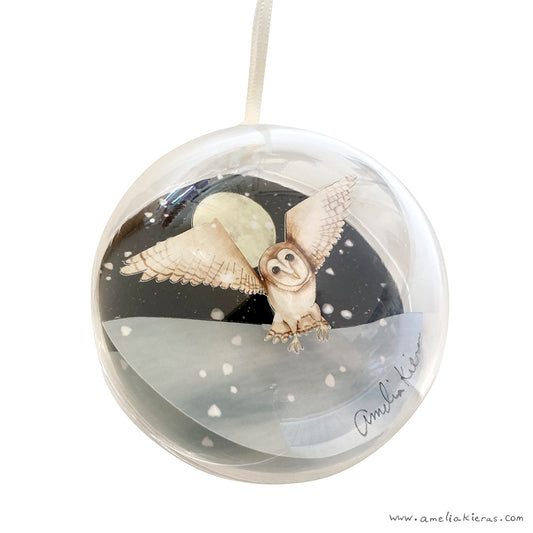 Barn Owl Winter Night Ball Ornament