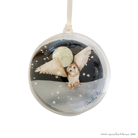 Barn Owl Winter Night Ball Ornament