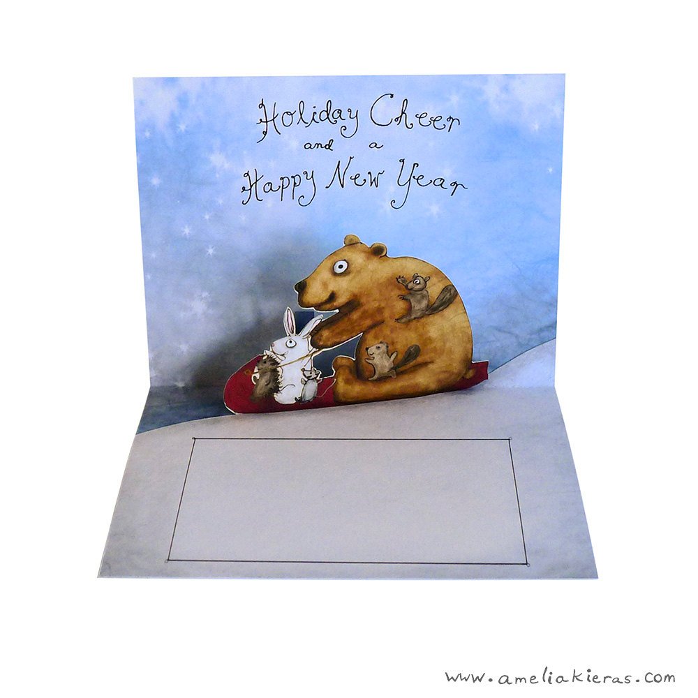 Forest Friends Go Sledding 3D Pop Up Card