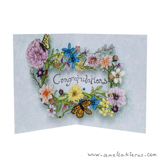 Flowery Congratulations 3D Pop Up Card