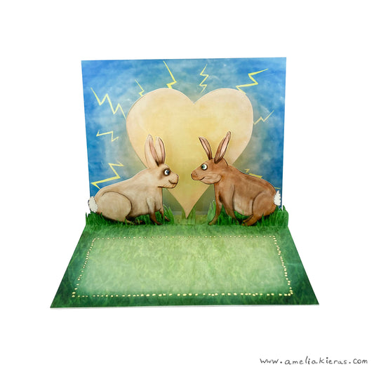 3D Pop Up Card - Rabbit Love