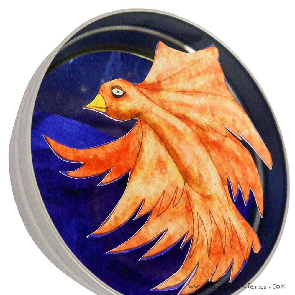 Firebird 3D Paper Art Mini Shadow Box Magnet