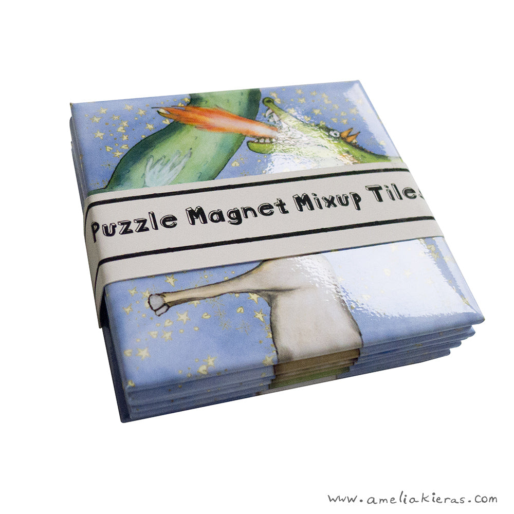 Puzzle Magnet Mixup Tiles - Dragons and Unicorns