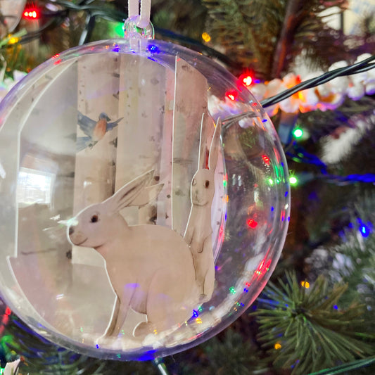 Winter Rabbits Ball Ornament