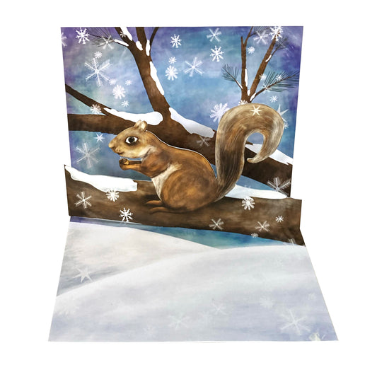 Winter Squirrel Holiday 3D Pop Up Card