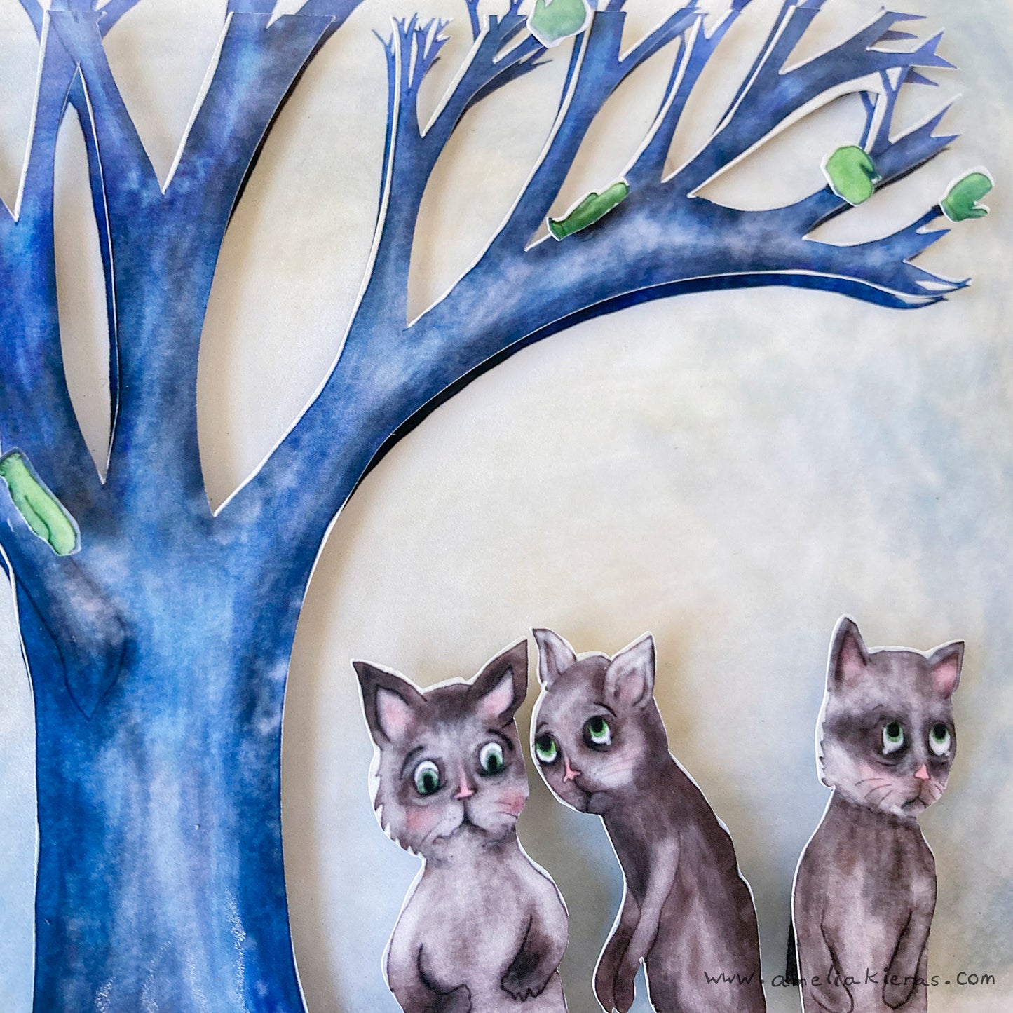 Three Little Kittles - Limited Edition Shadow Box Wall Art