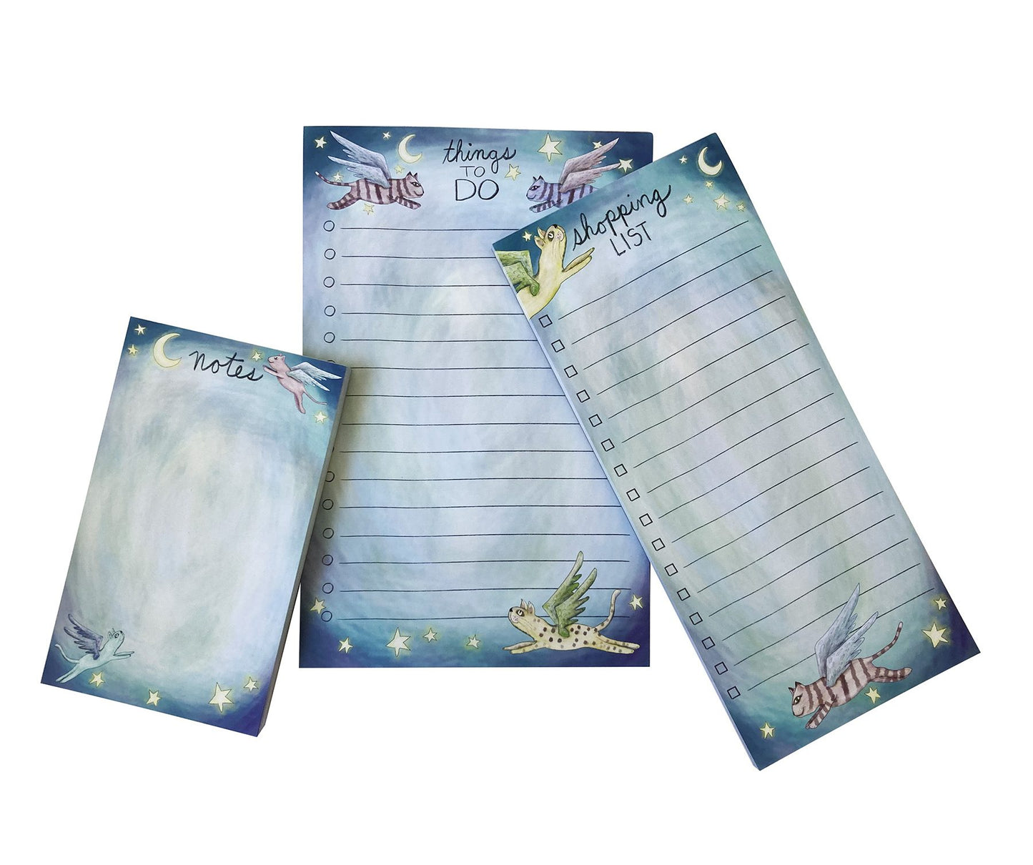 Flying Cat Shopping List Notepad, Lined, 4"x 9.25"