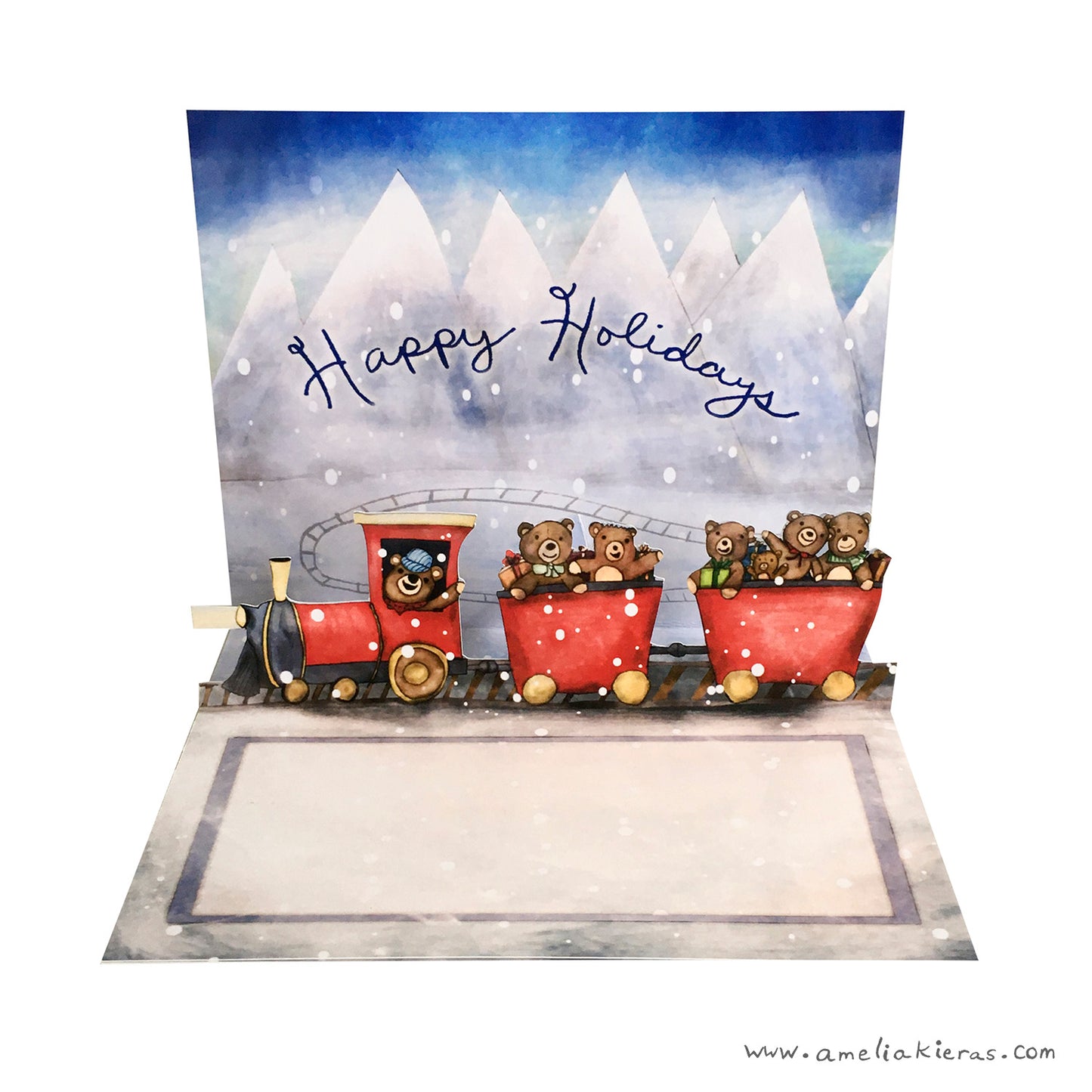 Teddy Bear Train 3D Pop Up Card