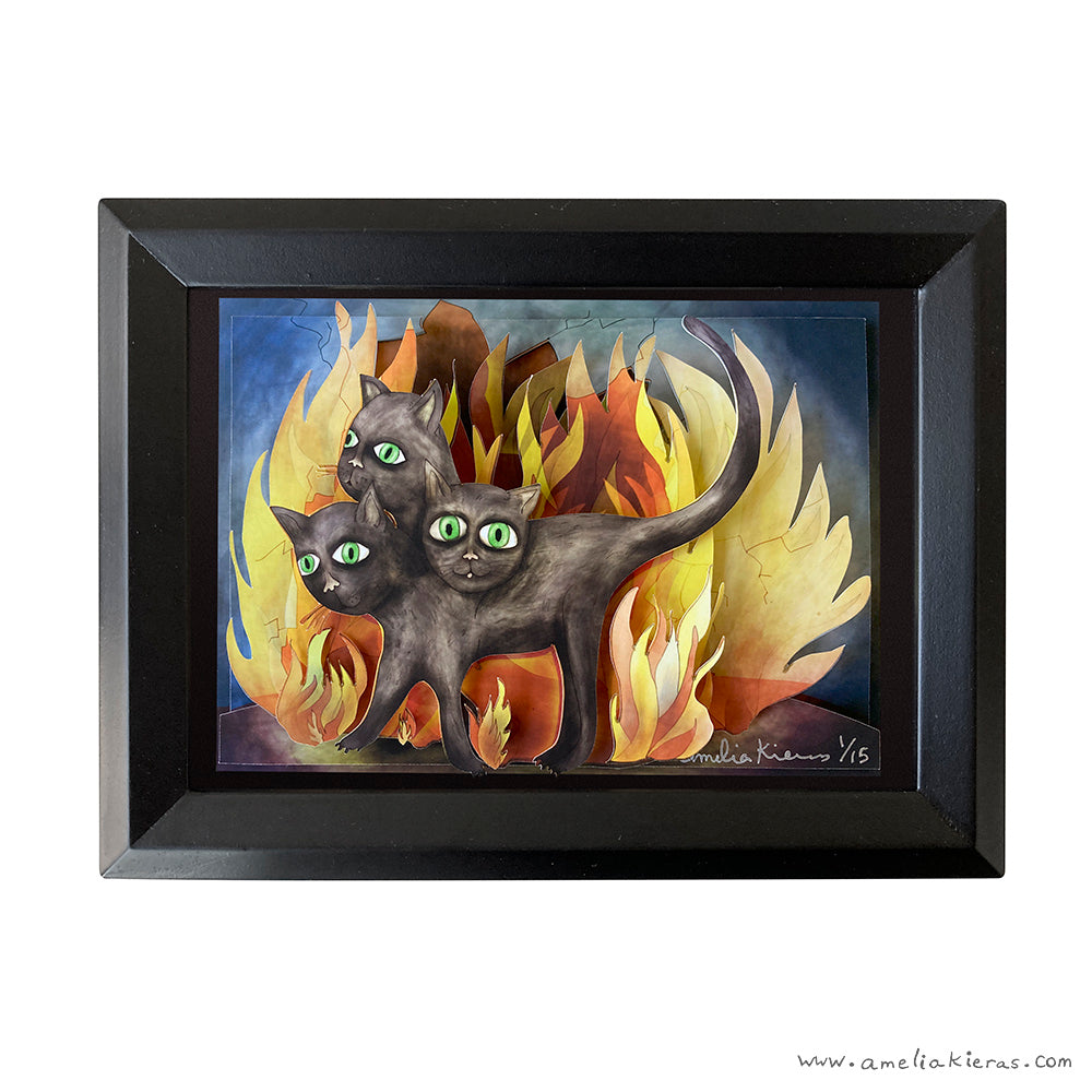 Cerberus Cat - Limited Edition Shadow Box Wall Art