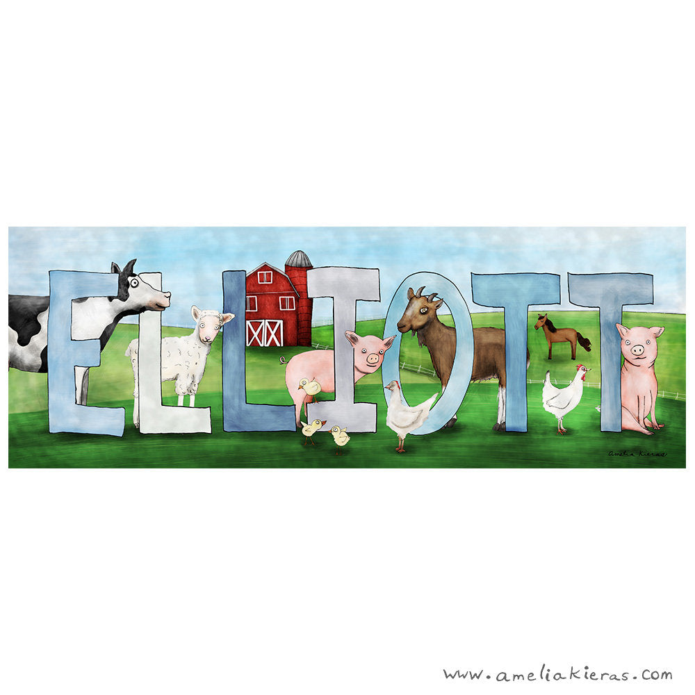 Personalized Child Name Sign - Farm Animal Theme