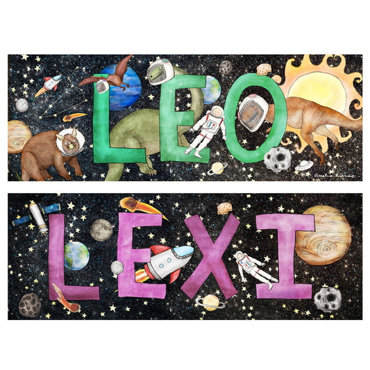 Personalized Child Name Sign - Outer Space Theme
