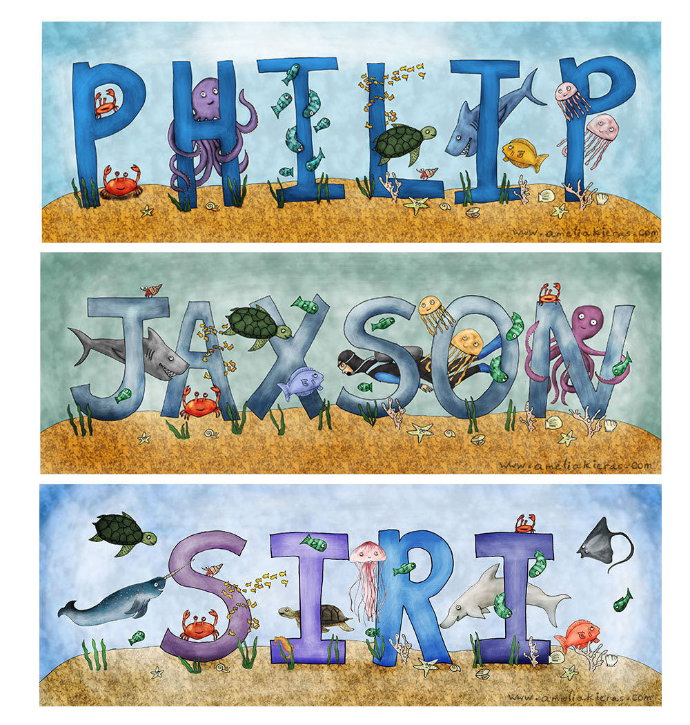 Personalized Child Name Sign - Under the Sea Theme