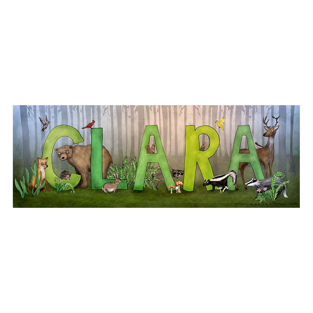 Woodland Animal Theme Personalised Child Name Sign