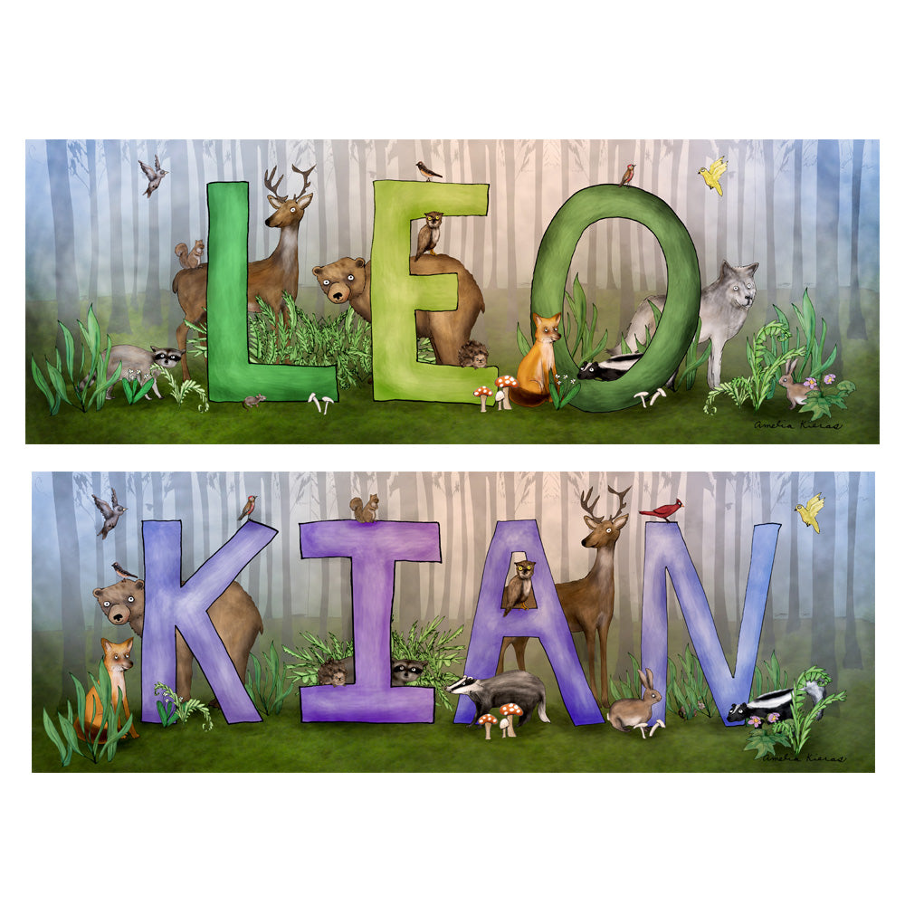 Woodland Animal Theme Personalised Child Name Sign