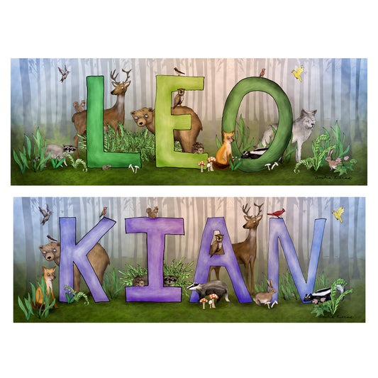 Woodland Animal Theme Personalised Child Name Sign