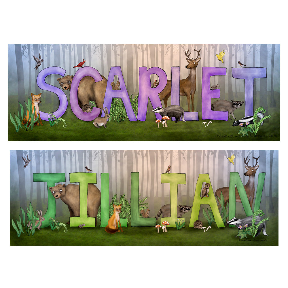 Woodland Animal Theme Personalised Child Name Sign