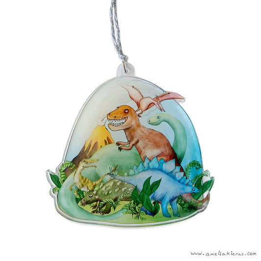 Dinosaurs Holiday Acrylic Ornament