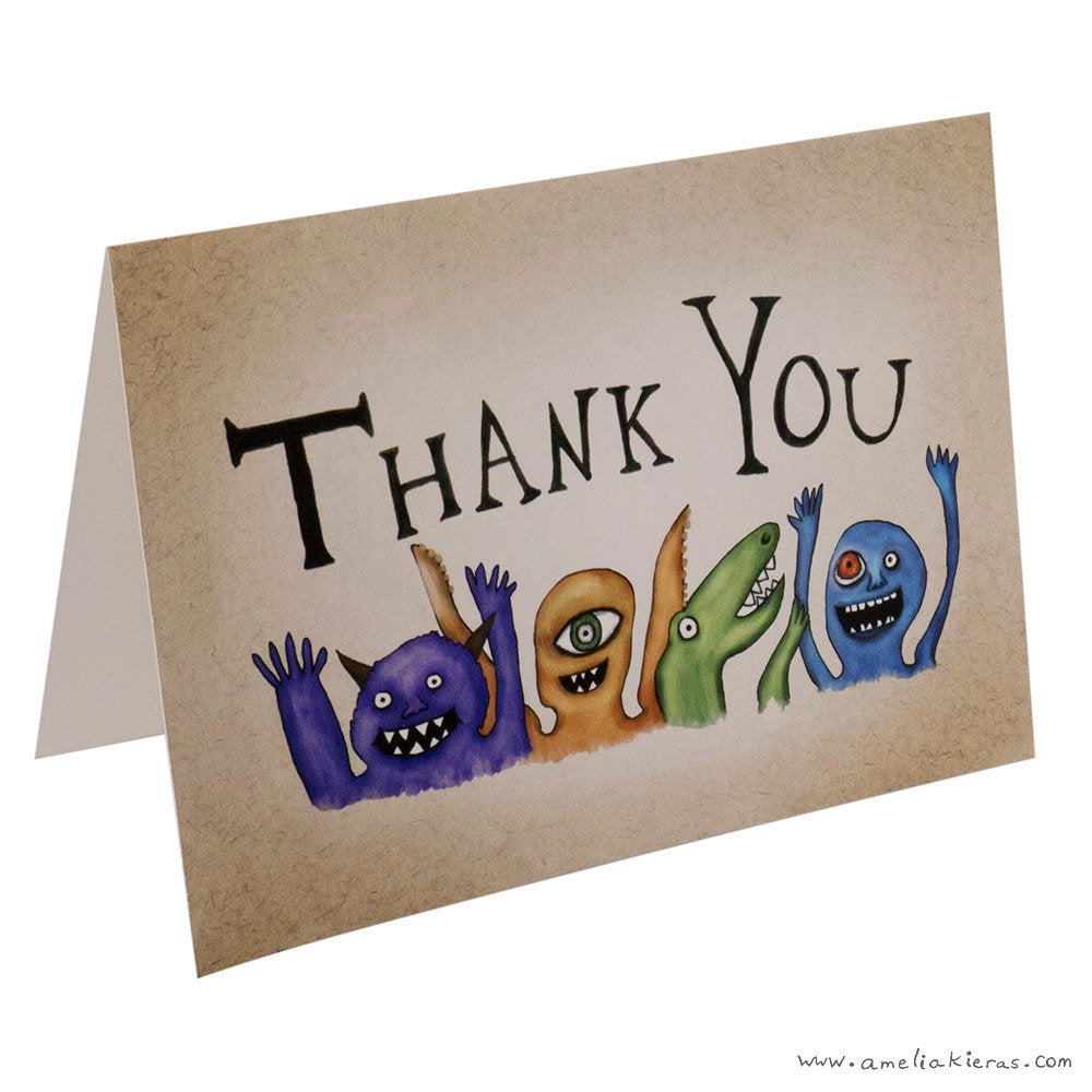 Monster Party Thank You Card Set