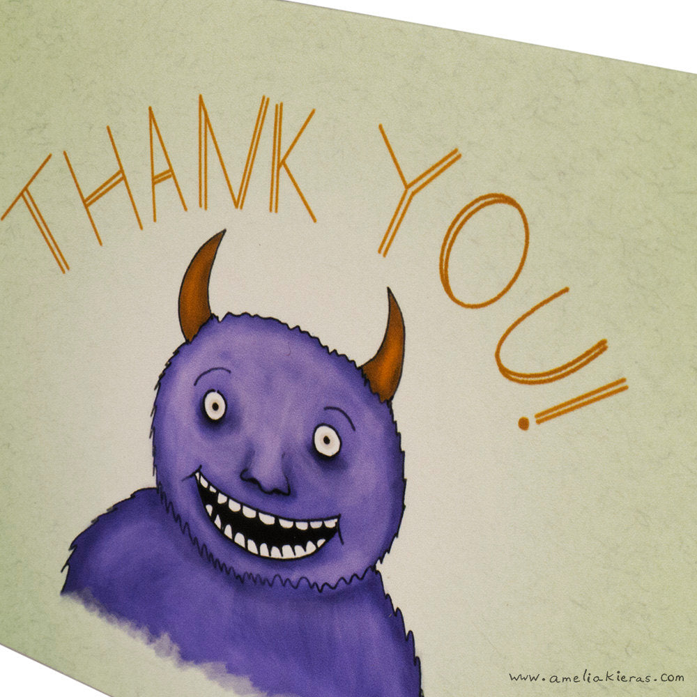 Purple Monster Thank You Card Set