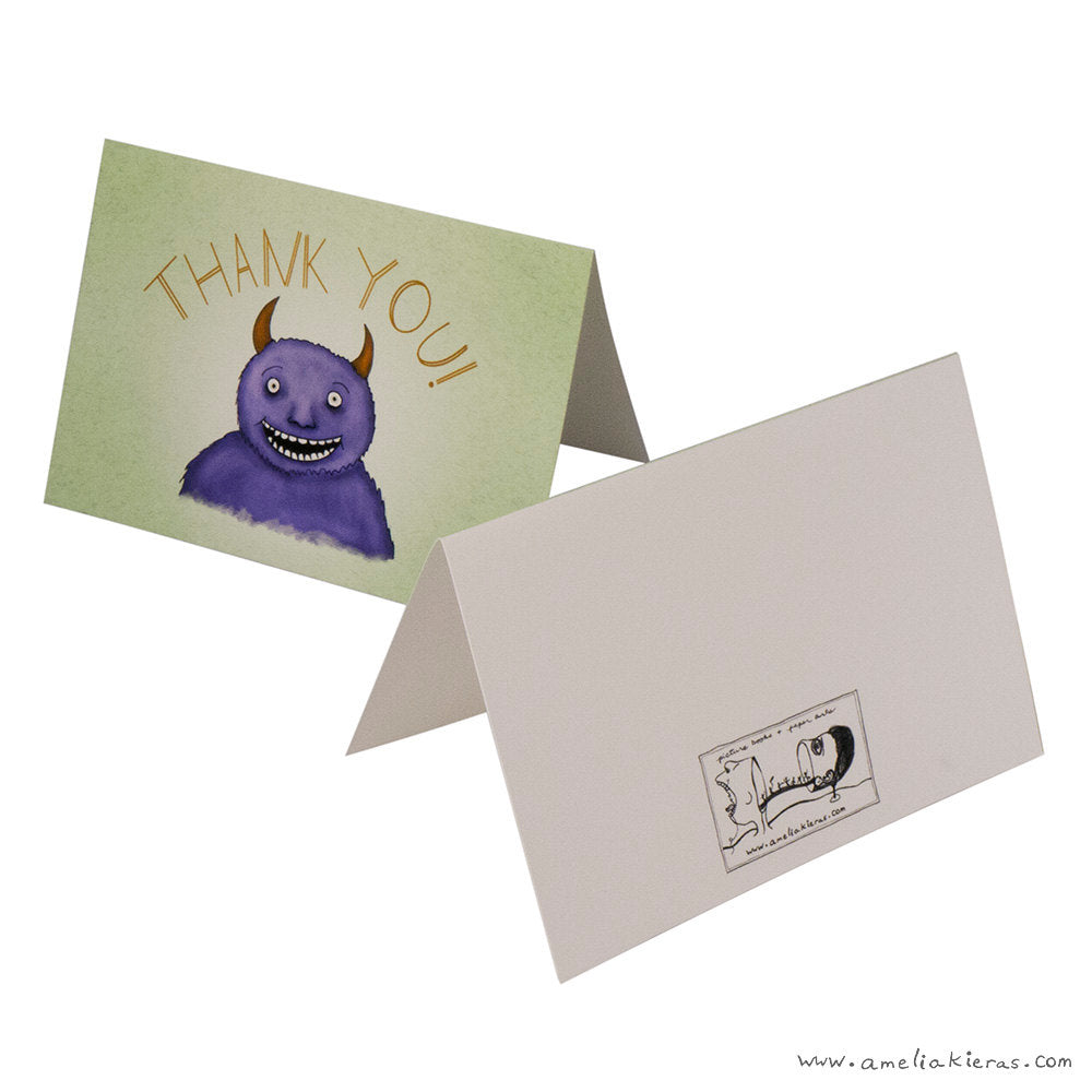 Purple Monster Thank You Card Set