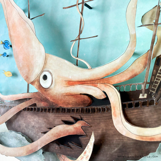 Giant Squid - Limited Edition Cut Paper Wall Art