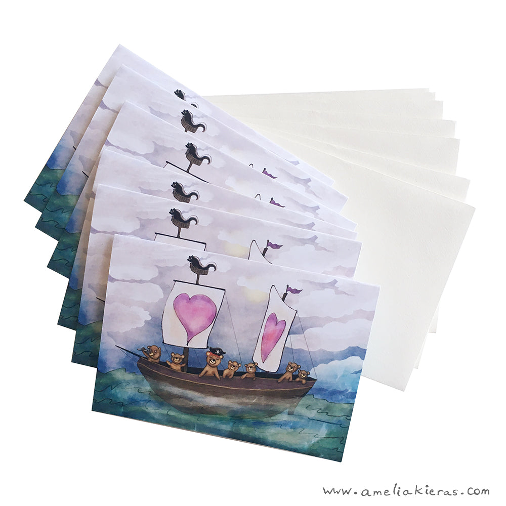 Love Bear Boat Mini Cards