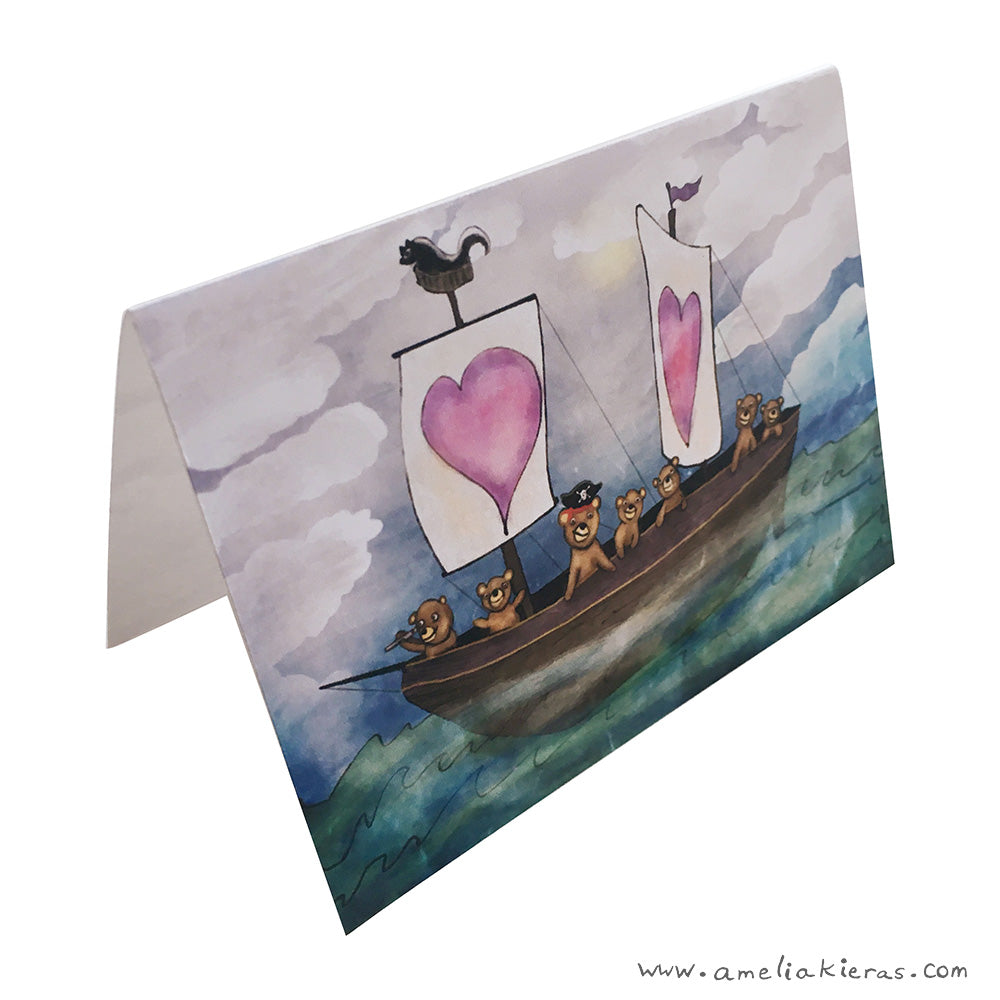 Love Bear Boat Mini Cards