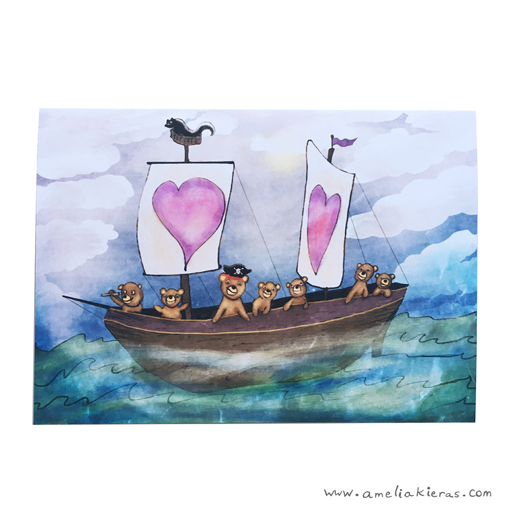 Love Bear Boat Mini Cards