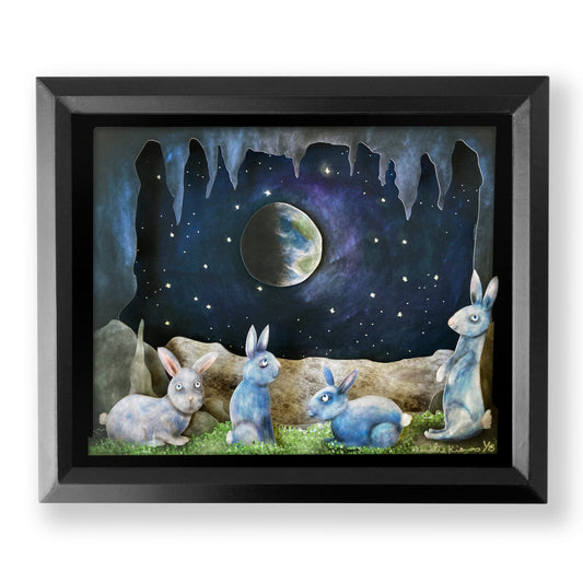 Moon Bunnies - Limited Edition Cut Paper Wall Art