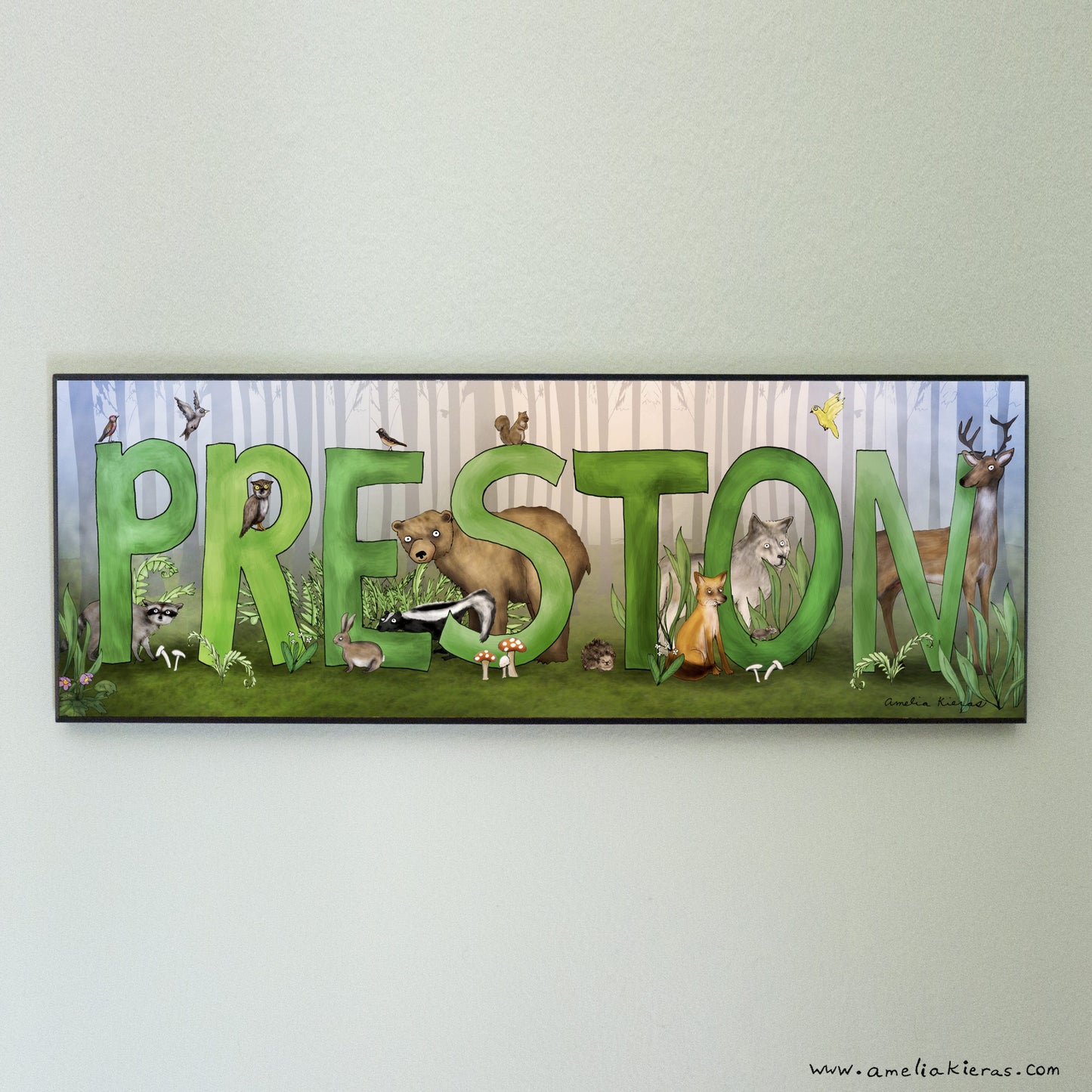 Woodland Animal Theme Personalised Child Name Sign